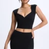 Cora Modal Ruched Cap-Sleeve Top i svart