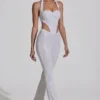 Coralena Embellished Cut-Out Jumpsuit i vitt