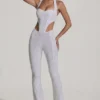 Coralena Embellished Cut-Out Jumpsuit i vitt