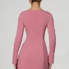 Corinne Sweetheart-Neck Long-Sleeve A-Line Miniklänning i Dusty Pink