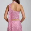 Cosette-top med asymmetrisk scarf-detalj i rosa