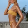 Crinkle Badkläder Bandeau-bikinitopp med band i Marigold
