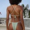 Crinkle Badkläder Side Tie Cheeky bikinibyxor i Sage