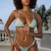Crinkle Badkläder Side Tie Cheeky bikinibyxor i Sage