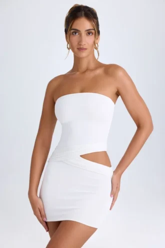Damia Cut-Out Bandeau-miniklänning i vitt