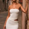Damia Cut-Out Bandeau-miniklänning i vitt