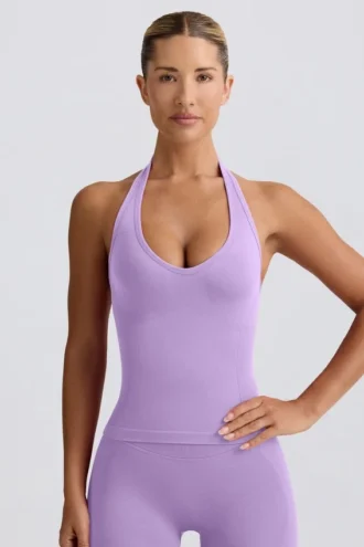 Define Luxe halterneck-linne i lila