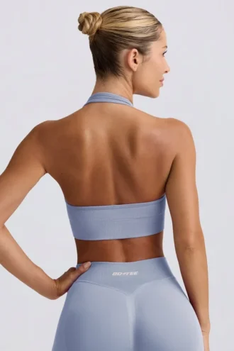 Define Luxe halterneck-sport-BH i blågrå