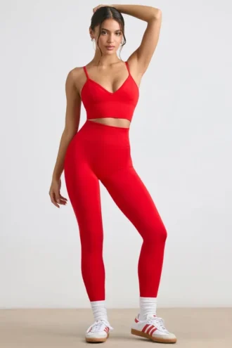 Define Luxe högmidjade leggings i rött