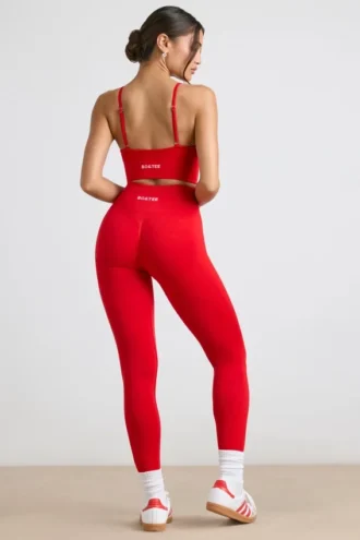 Define Luxe högmidjade leggings i rött