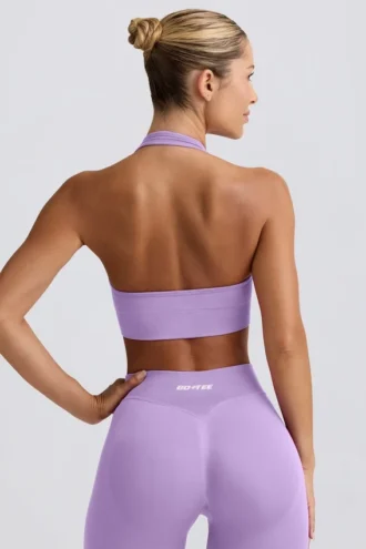 Define Luxe sport-BH med halterneck i lila