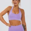 Define Luxe sport-BH med halterneck i lila