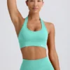 Define Luxe sport-BH med halterneck i mint