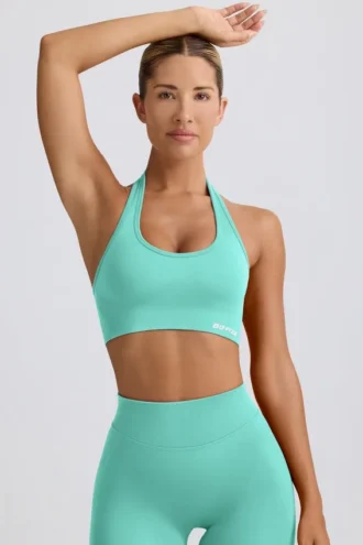 Define Luxe sport-BH med halterneck i mint