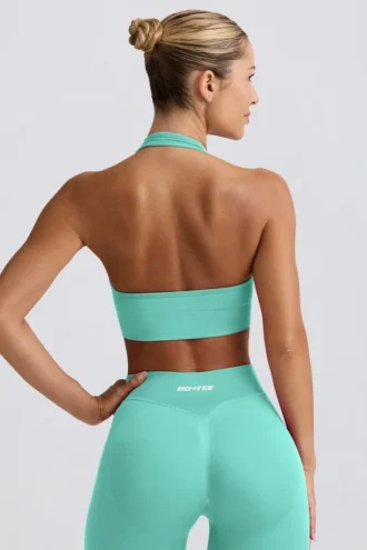 Define Luxe sport-BH med halterneck i mint