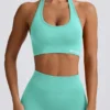 Define Luxe sport-BH med halterneck i mint