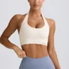 Define Luxe sport-BH med halterneck i vitt