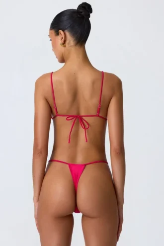 South Beach triangel-bikinitopp med kedjedekor i hallonrosa