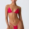 South Beach triangel-bikinitopp med kedjedekor i hallonrosa