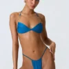Delray Ruched Thong Bikinibyxor i Ocean Blue