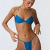 Delray Ruched Thong Bikinibyxor i Ocean Blue