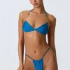 Delray Ruched Thong Bikinibyxor i Ocean Blue