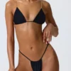 Delray Ruched Thong Bikinibyxor i svart