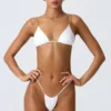 South Beach triangel-bikinitopp med kedjedekor i vitt