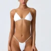 South Beach triangel-bikinitopp med kedjedekor i vitt