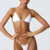 South Beach triangel-bikinitopp med kedjedekor i vitt