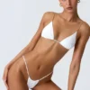 South Beach triangel-bikinitopp med kedjedekor i vitt