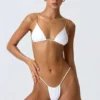 South Beach triangel-bikinitopp med kedjedekor i vitt