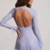 Dixie Embellished Long Sleeve Backless Miniklänning i blått