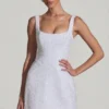 Dominique Embellished Structured A-Line Miniklänning i vitt