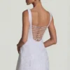 Dominique Embellished Structured A-Line Miniklänning i vitt