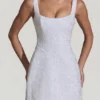 Dominique Embellished Structured A-Line Miniklänning i vitt