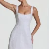 Dominique Embellished Structured A-Line Miniklänning i vitt