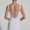 Dominique Embellished Structured A-Line Miniklänning i vitt