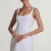 Dominique Embellished Structured A-Line Miniklänning i vitt