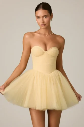 Dottie Tulle Corset Miniklänning i gult