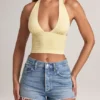Drew Modal Halterneck Top i Lemon Sherbet
