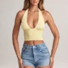 Drew Modal Halterneck Top i Lemon Sherbet