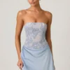 Eden Embellished Draped Strapless A-Line Miniklänning i himmelsblått