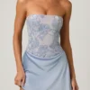 Eden Embellished Draped Strapless A-Line Miniklänning i himmelsblått
