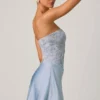 Eden Embellished Draped Strapless A-Line Miniklänning i himmelsblått