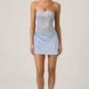 Eden Embellished Draped Strapless A-Line Miniklänning i himmelsblått