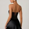 Eden Embellished Draped Strapless A-Line Miniklänning i svart