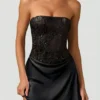 Eden Embellished Draped Strapless A-Line Miniklänning i svart