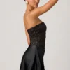 Eden Embellished Draped Strapless A-Line Miniklänning i svart