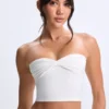 Edie Modal Twist-Front Bandeau Top i vitt